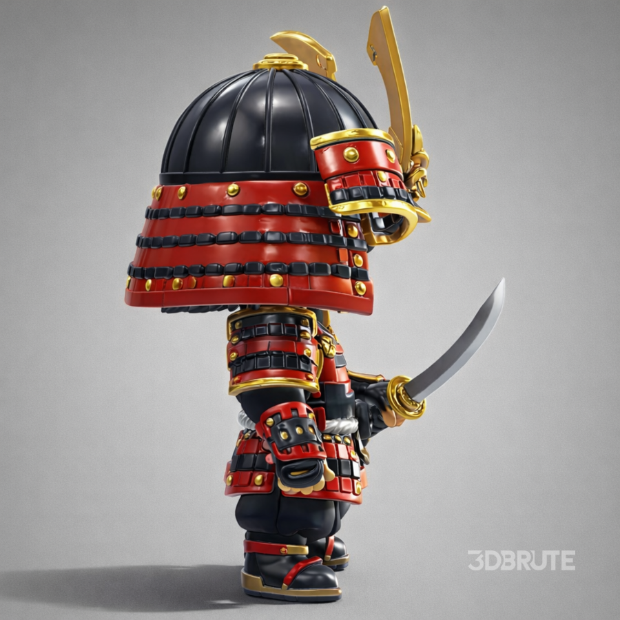 Chibi Samurai Warrior – Stylized Japanese Armor Image 8