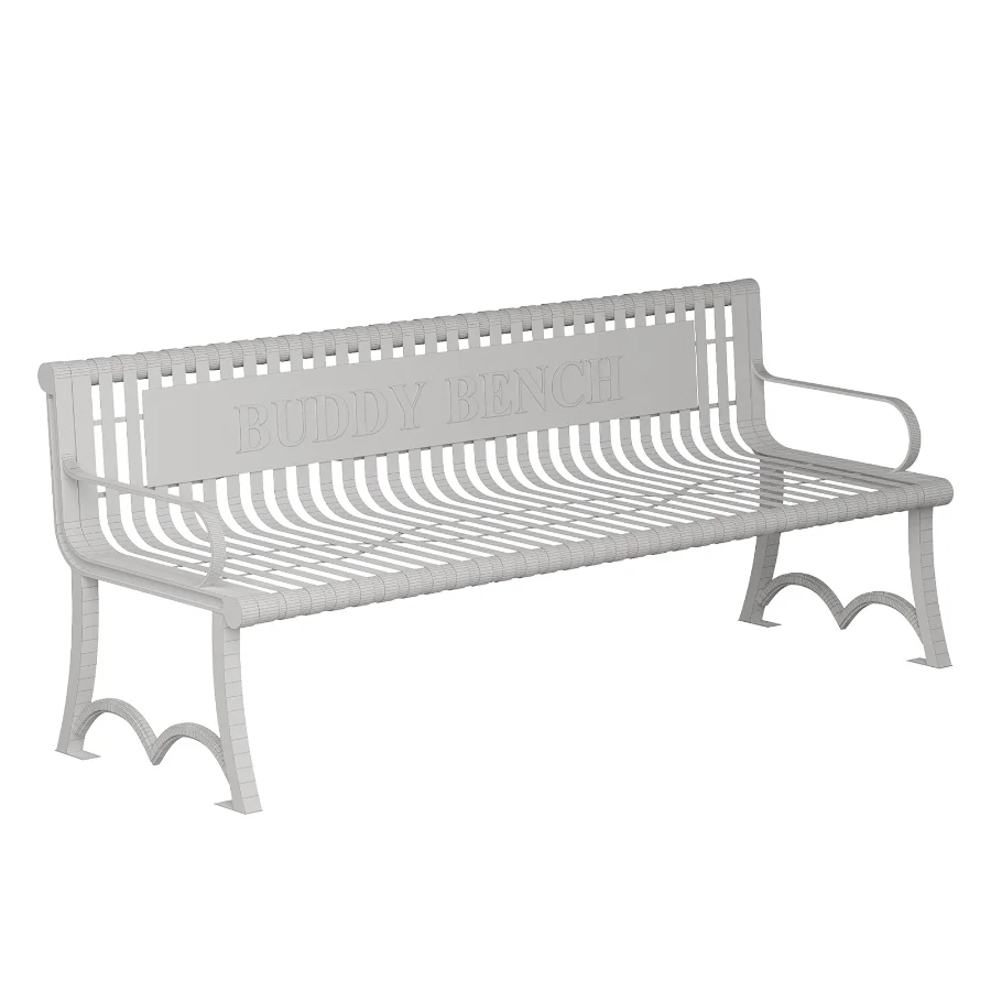 6 Foot Contour Slatted Thermoplastic Buddy Bench Image 3