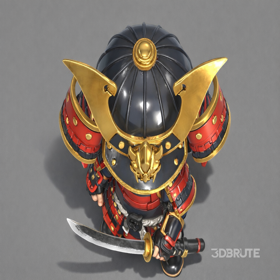 Chibi Samurai Warrior – Stylized Japanese Armor Image 3