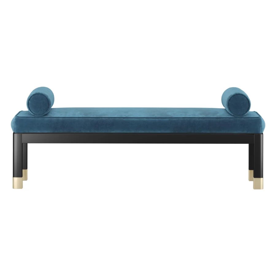 Modern Velvet Bench with Gold Details Image 2