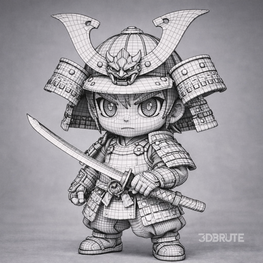 Chibi Samurai Warrior – Stylized Japanese Armor Image 10