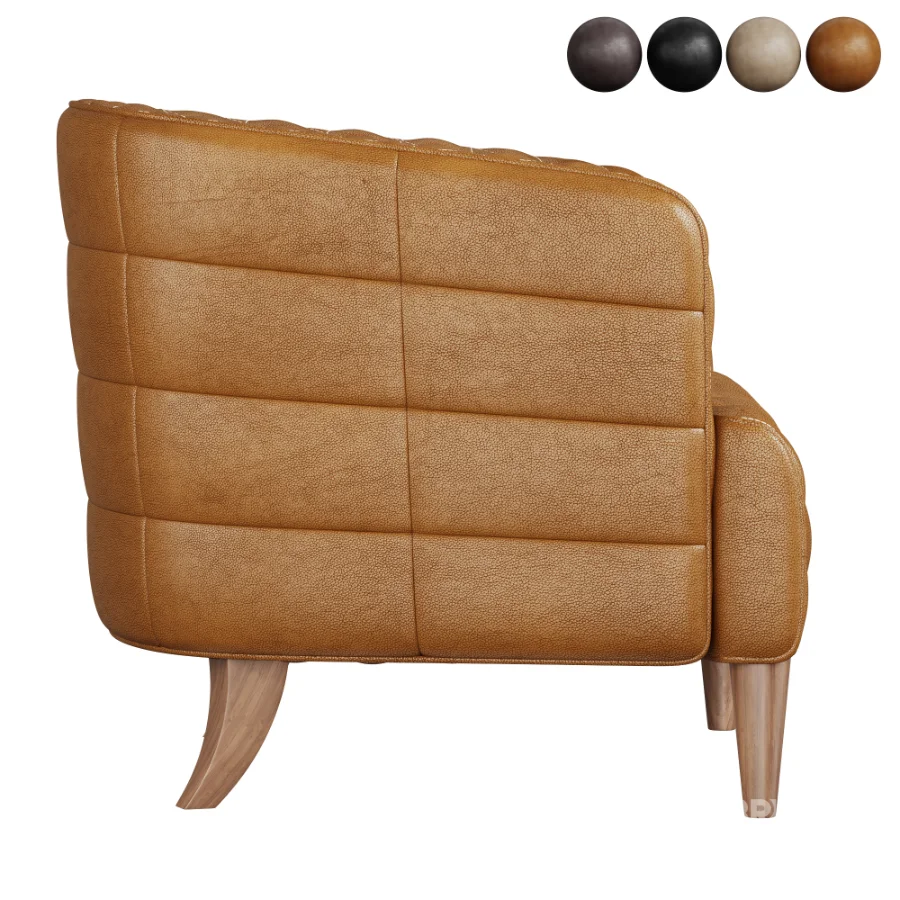 Magdelan brown tufted leather armchair Image 3
