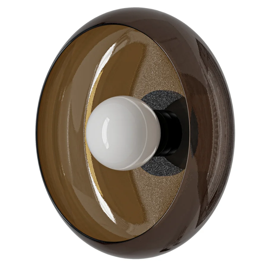 Alistair Retro Glass Bowl Shaped Wall Sconce Image 2