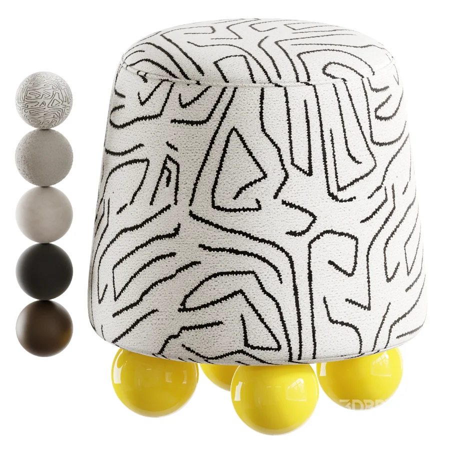 Wakonda Pouf with Yellow Round Legs Image 1