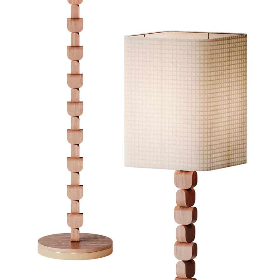 Vintage Wooden Floor Lamp Image 5