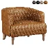 Magdelan brown tufted leather armchair - Thumbnail 5
