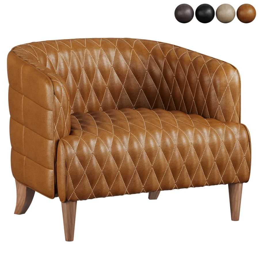 Magdelan brown tufted leather armchair Image 5
