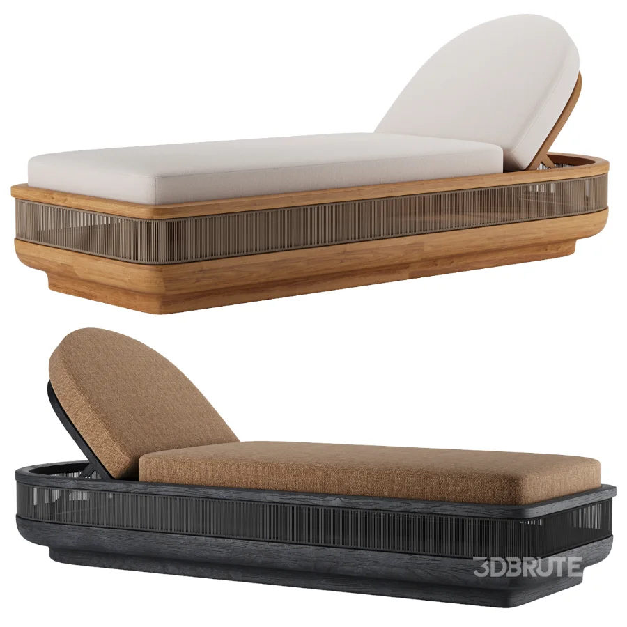 RH Brera Teak Adjustable Chaise Image 1