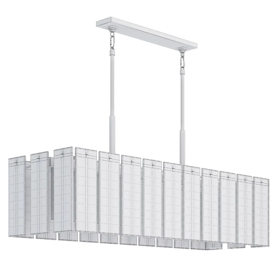 Calamette Modern Glass Rectangular Chandelier Image 1