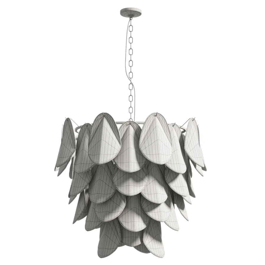 Magnolia Smoke White Glass Chandelier Image 2