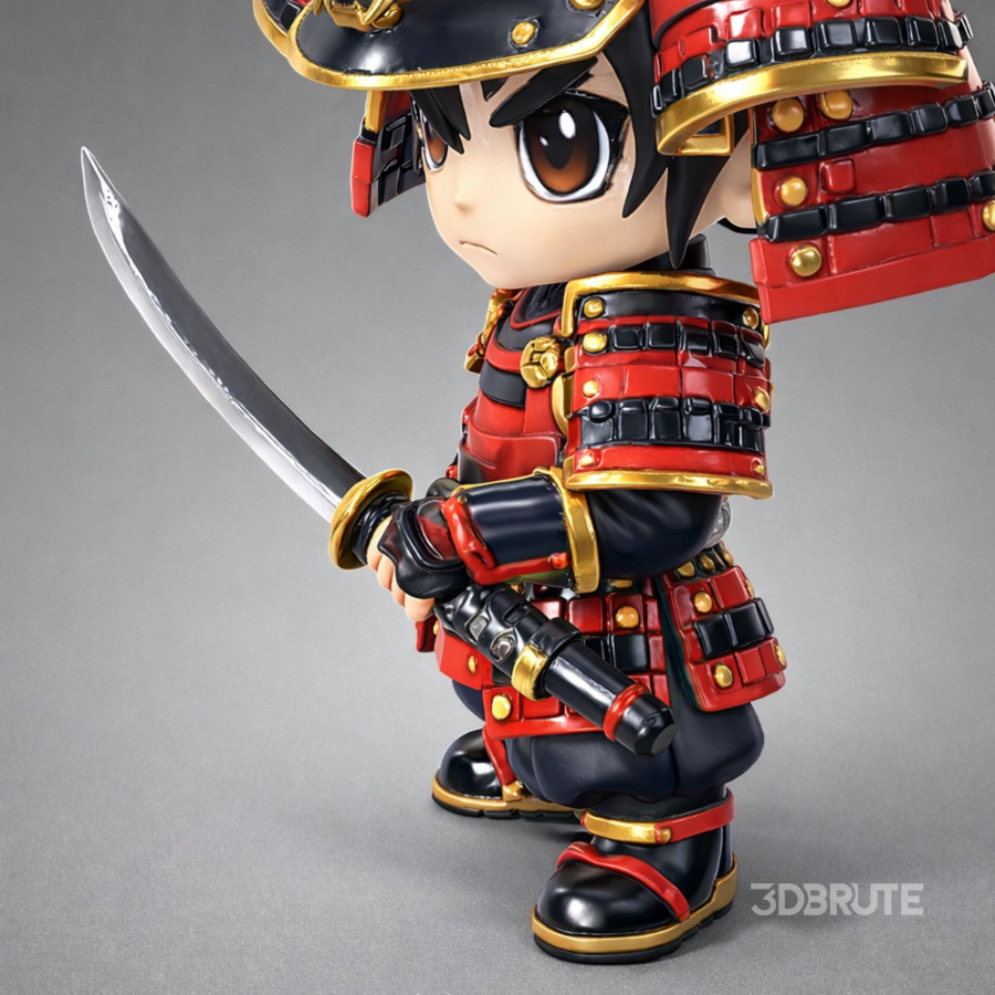 Chibi Samurai Warrior – Stylized Japanese Armor Image 5