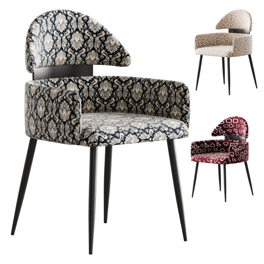 Contemporary Ink Steel Arm Chair Image 1
