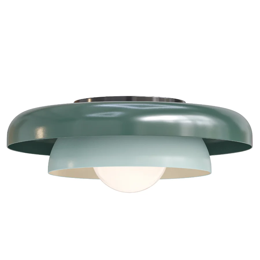 Nello Light Sage and Olive Green Metal Saucer Kids Flush Mount Ceiling Light Image 2