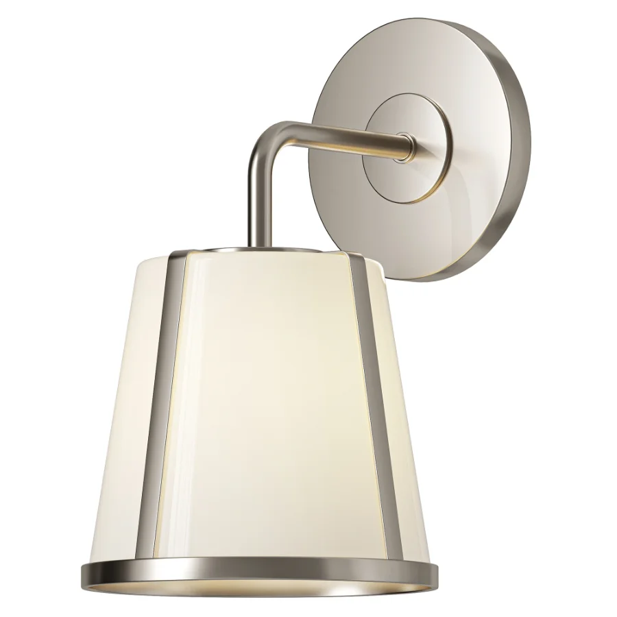 Hoyt Vanity Wall Sconce Polished Nickel with Opal Glass Image 1