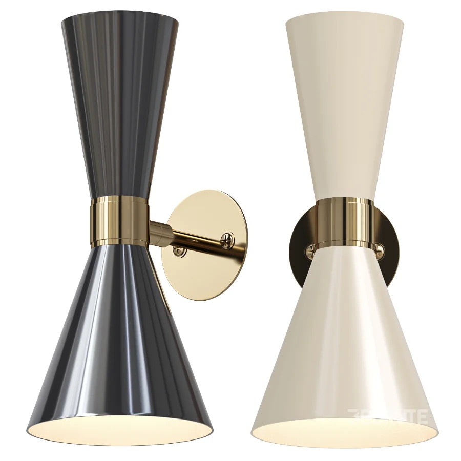 Cairo Mid Century Double Cone Brass Wall Light Image 3