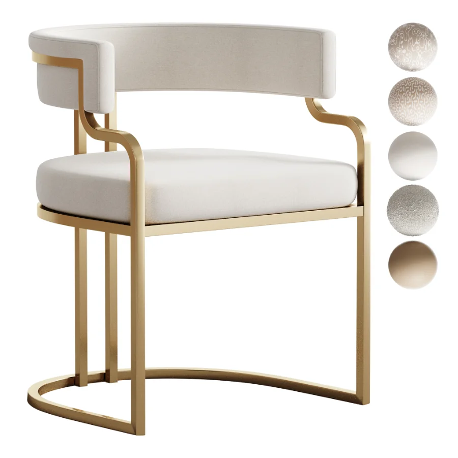 Faux Leather Dining Chairs Glam Style Open Back Armless Chair Image 1