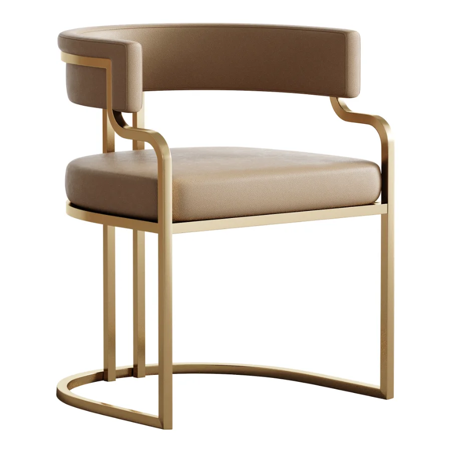 Faux Leather Dining Chairs Glam Style Open Back Armless Chair Image 2