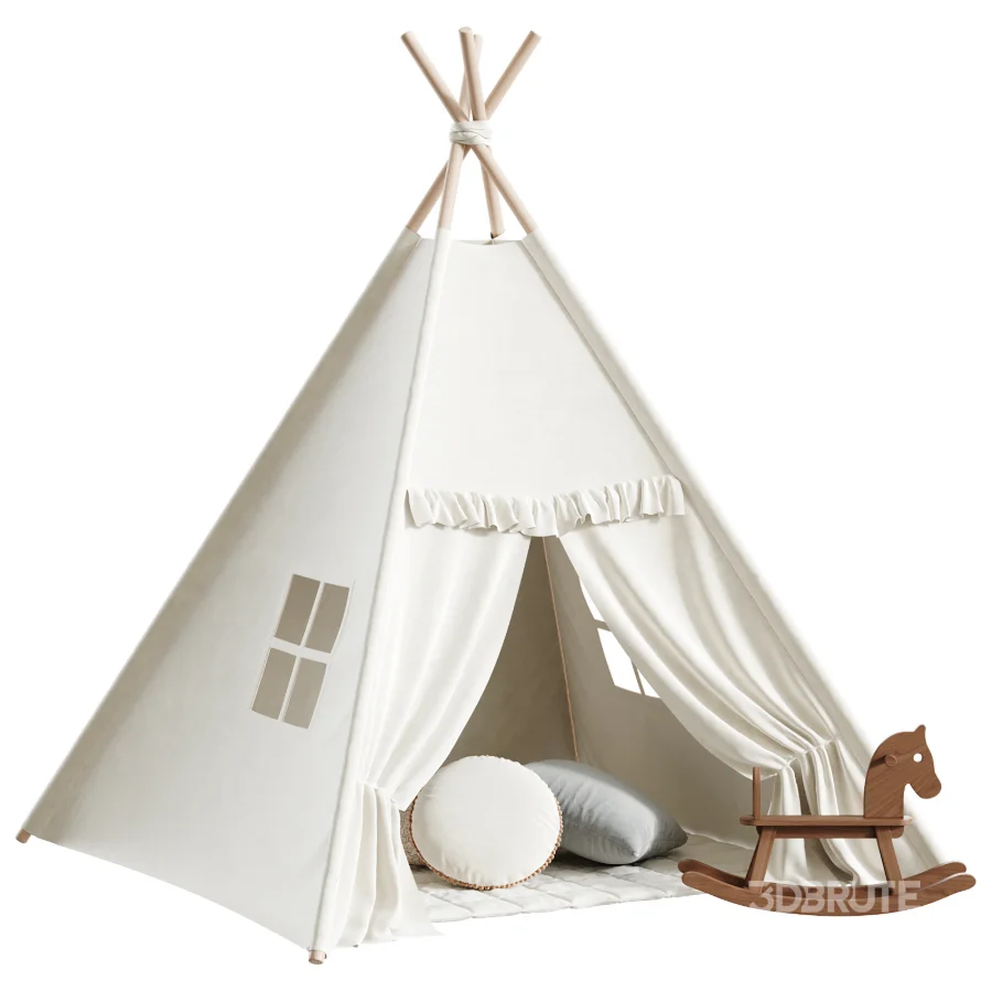 Kids Teepee Play Tent Set Image 1