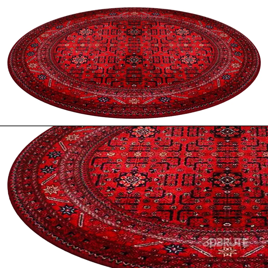 GD Vintage Oriental Round Carpet Red Image 1