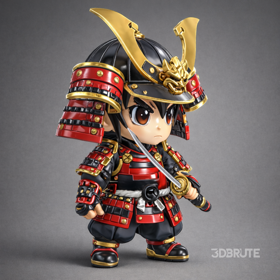 Chibi Samurai Warrior – Stylized Japanese Armor Image 4