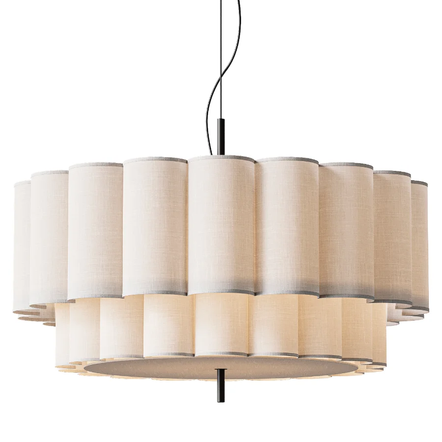Japanese Natural Fabric Wabi Sabi Chandelier Image 3