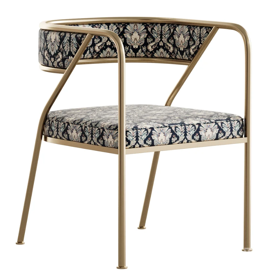 Dining Room Glam Chair Gold Legs Velvet Arm Chair Image 1
