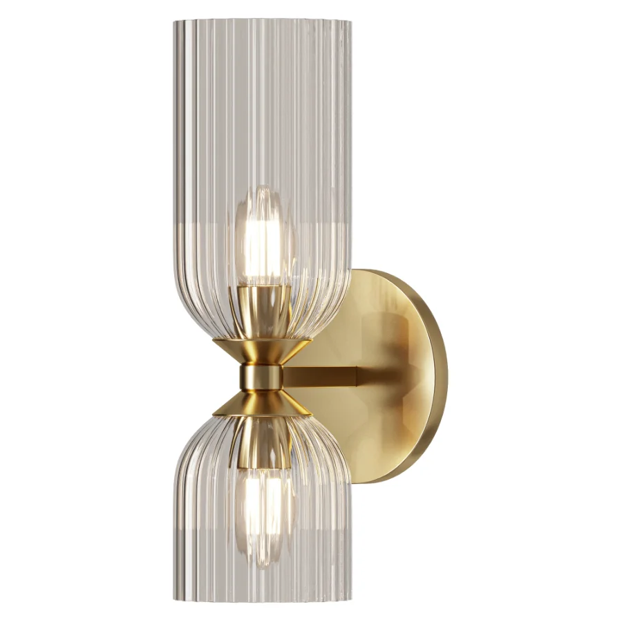 Elle Wall Sconce Brushed Brass and Clear Glass Image 2