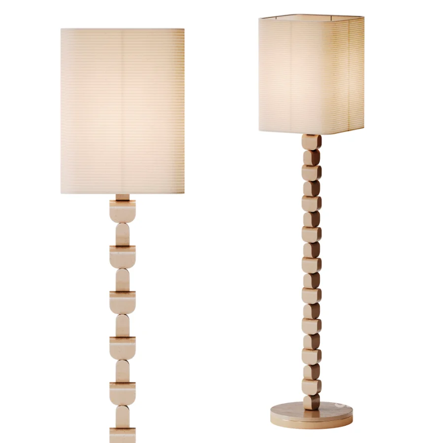 Vintage Wooden Floor Lamp Image 3