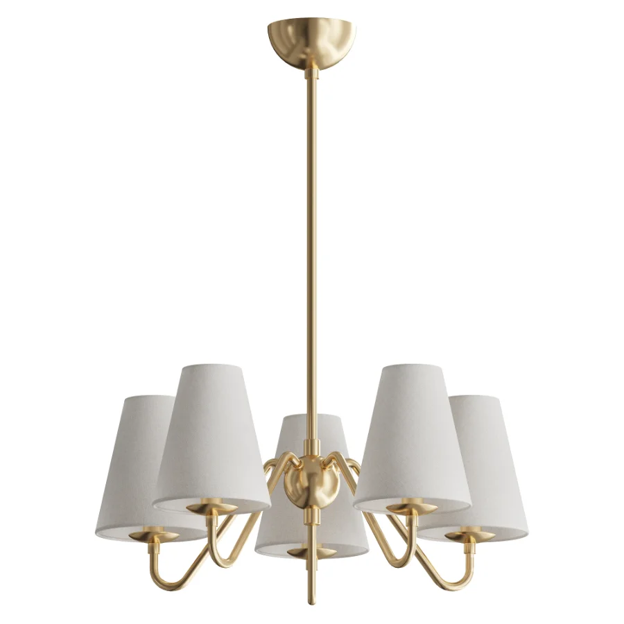 Swedish Designer Chandelier Brass Fabric Sweden 1950s Image 2