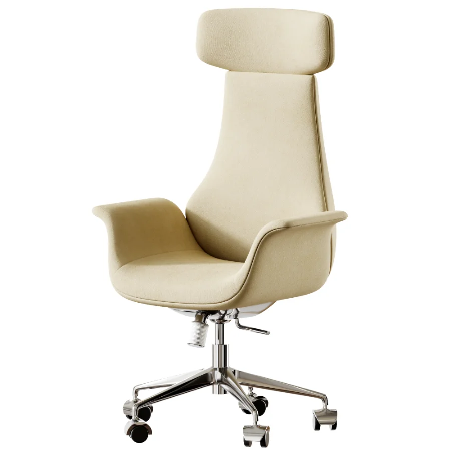 Height Brown Leather Office Chair Image 2
