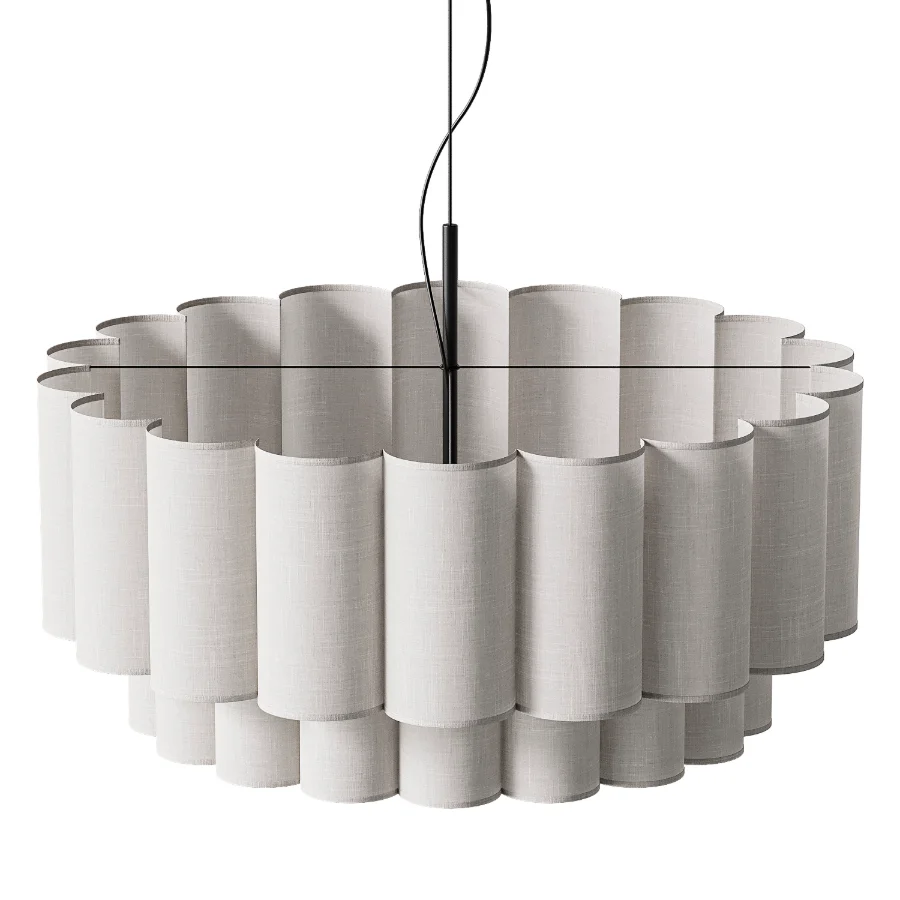 Japanese Natural Fabric Wabi Sabi Chandelier Image 5