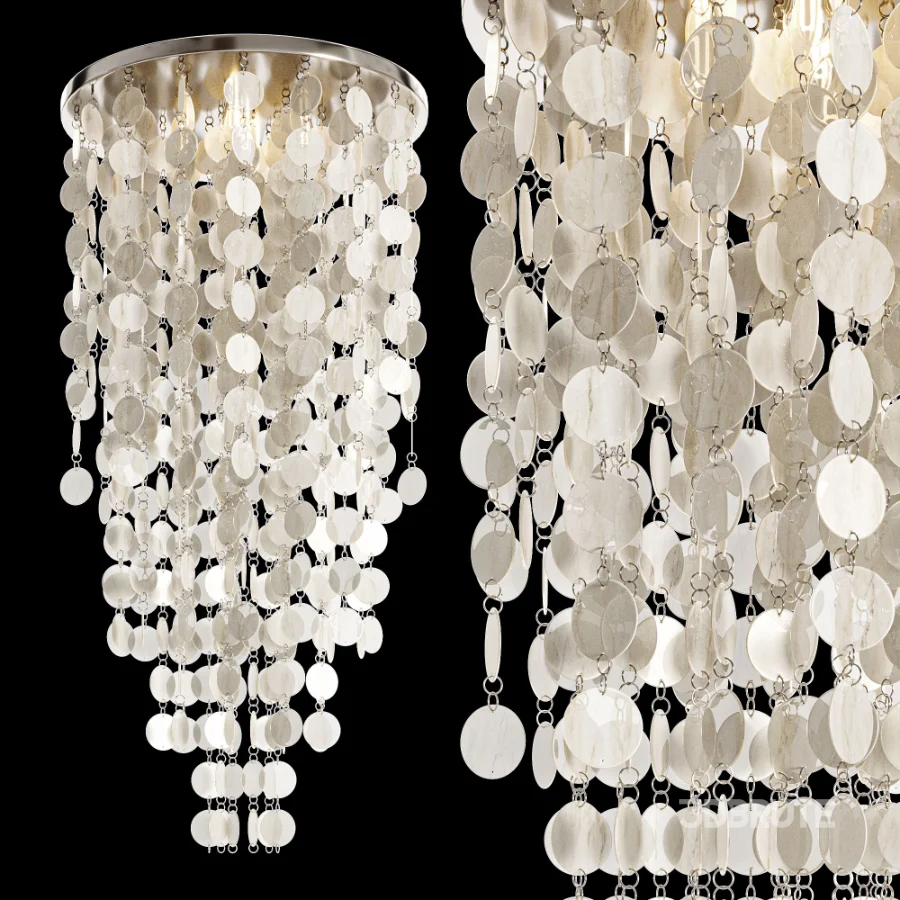 Verner Panton Fun Mother of Pearl Cascade Chandelier Denmark 1960s Image 2