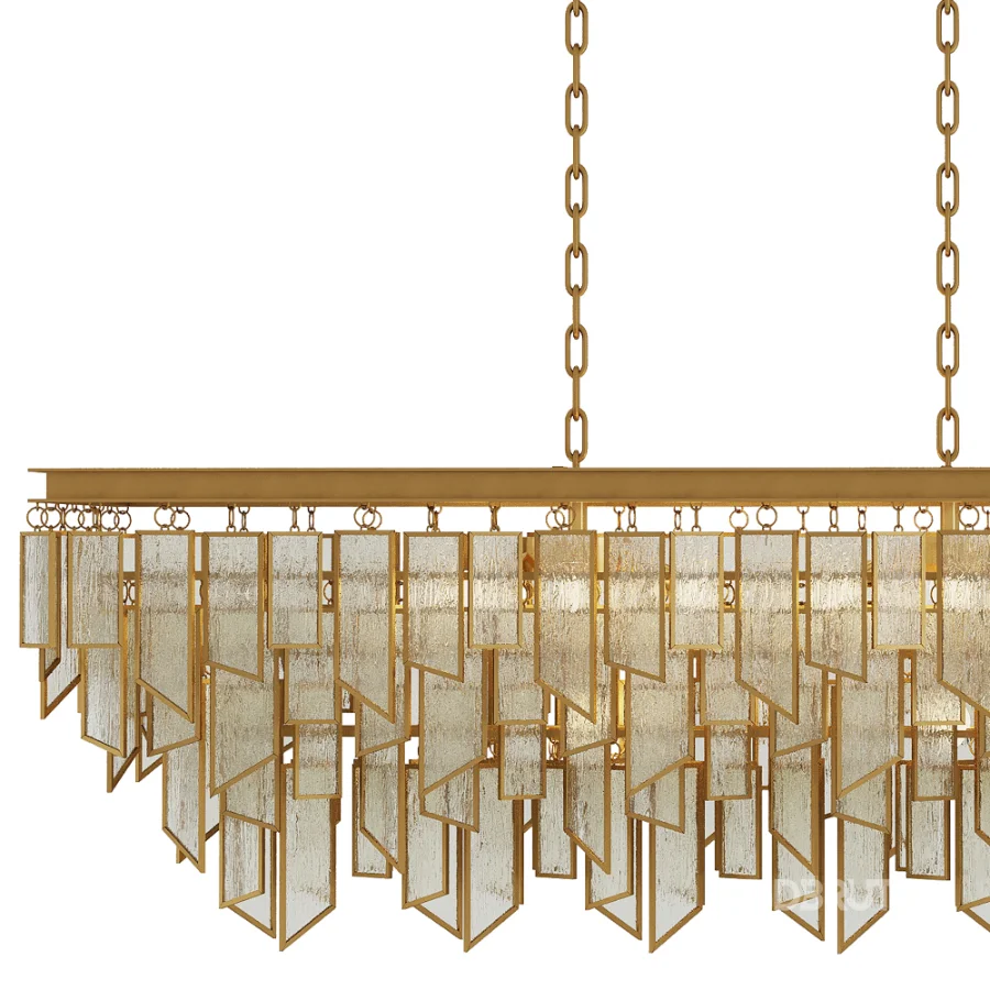 Matte Gold Glass Fringe Chandelier Image 5