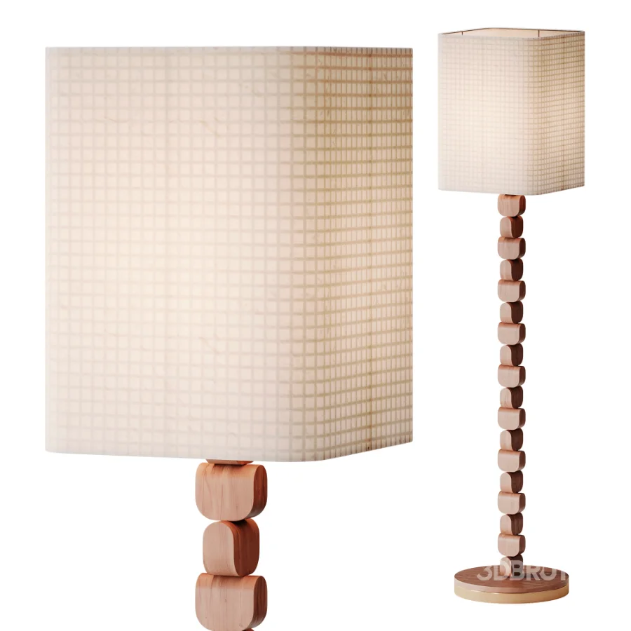 Vintage Wooden Floor Lamp Image 2