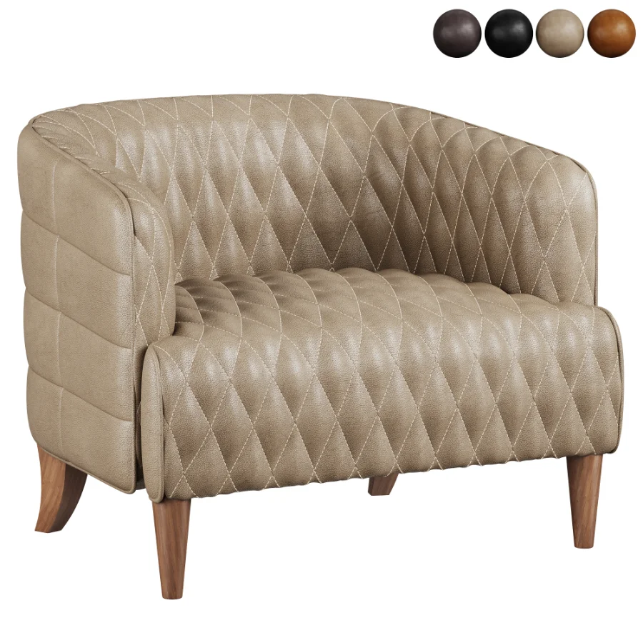 Magdelan brown tufted leather armchair Image 4