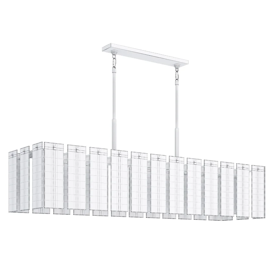 Calamette Modern Glass Rectangular Chandelier Image 1