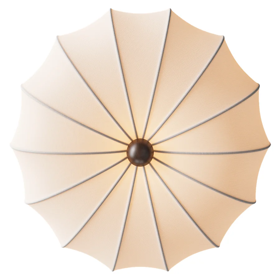 Japanese Vintage Fabric Curved Ceiling Light Image 4