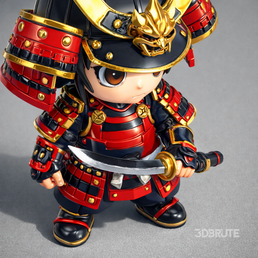 Chibi Samurai Warrior – Stylized Japanese Armor Image 9