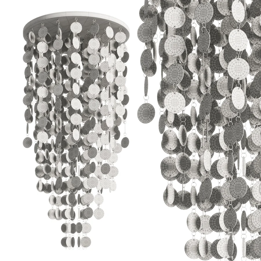 Verner Panton Fun Mother of Pearl Cascade Chandelier Denmark 1960s Image 4