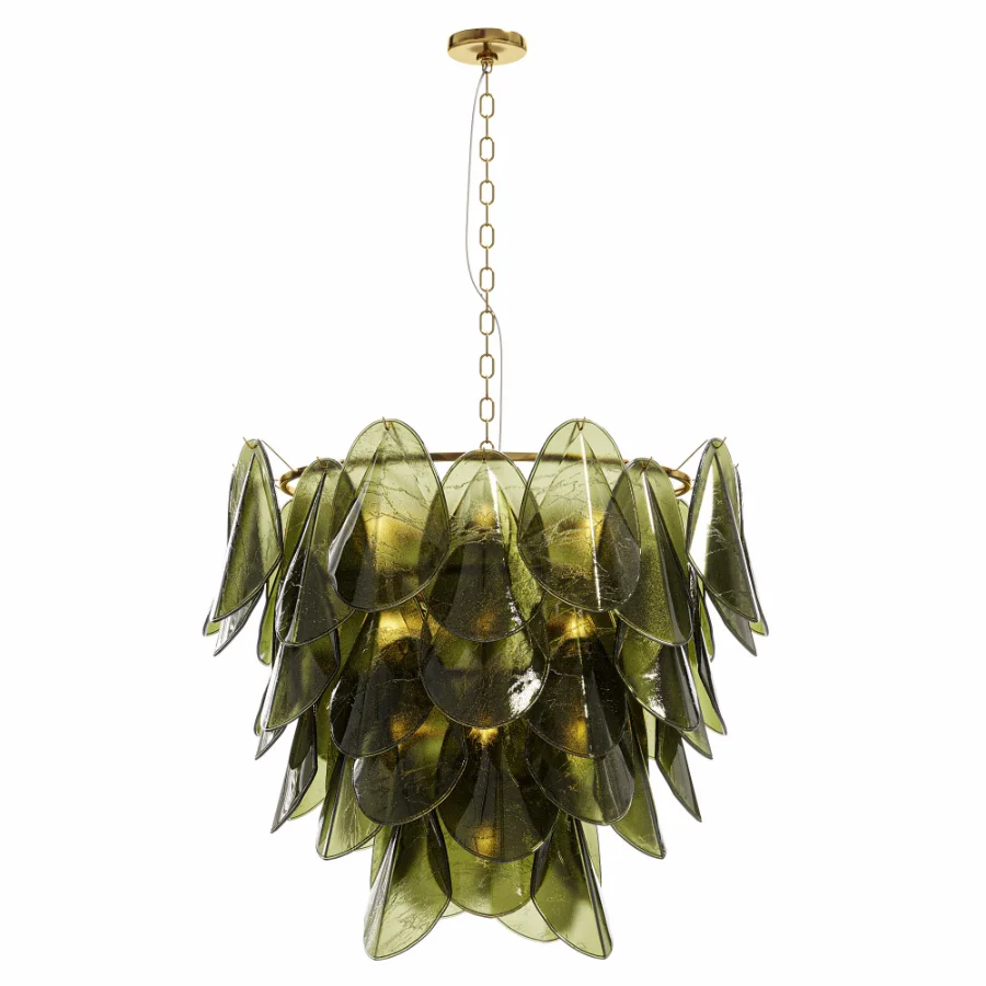 Magnolia Smoke White Glass Chandelier Image 1