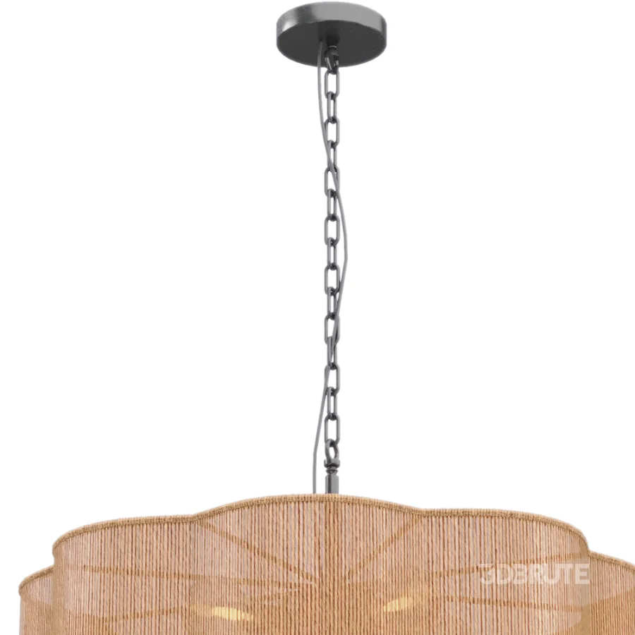 Light Scalloped Rope Drum Chandelier Image 3