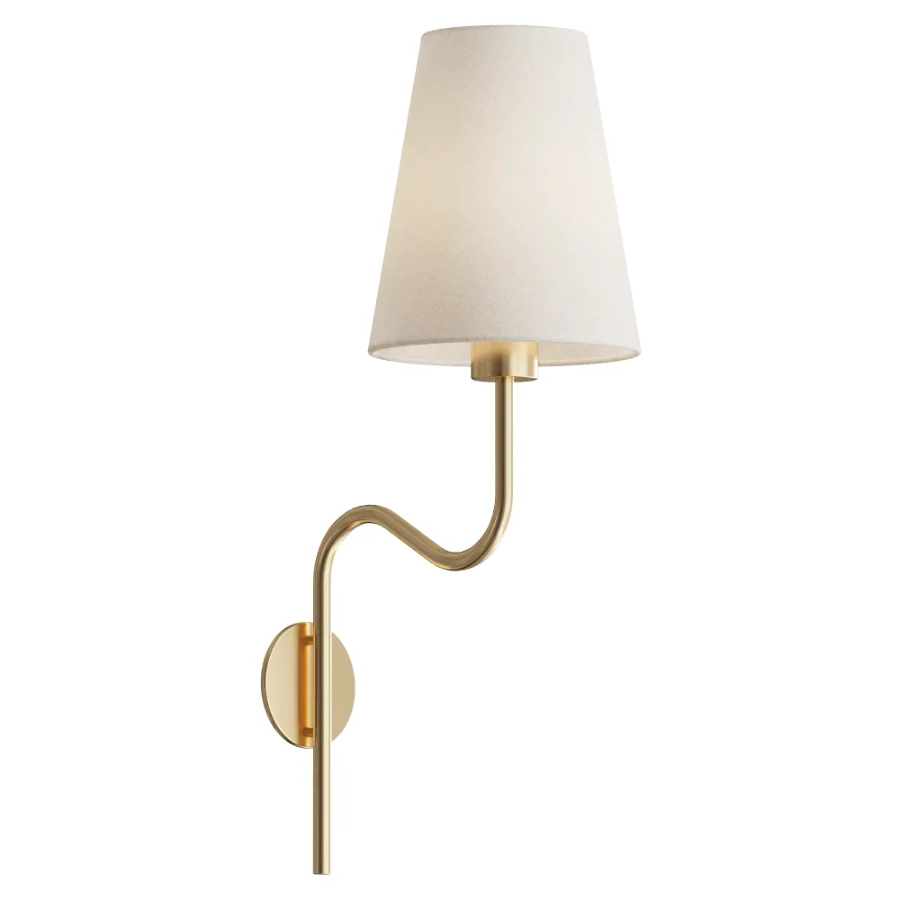 Swedish Designer Wall Light Brass Fabric Sweden 1930s Image 2