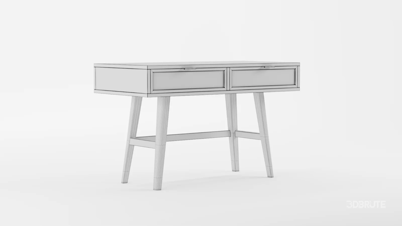 Two Drawer Cane Desk in Brown Wood Image 10