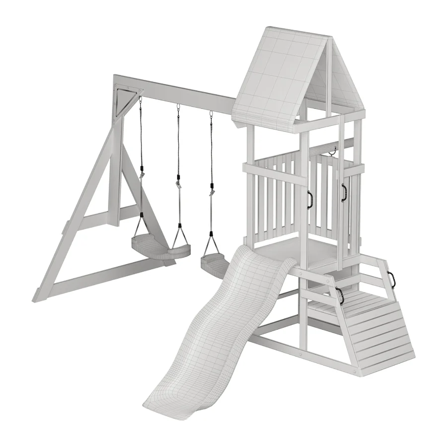 ROBUD Wooden Swing Set with Slide and 2 Swing Image 7