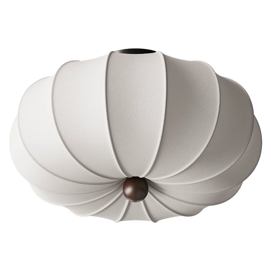 Japanese Vintage Fabric Curved Ceiling Light Image 2