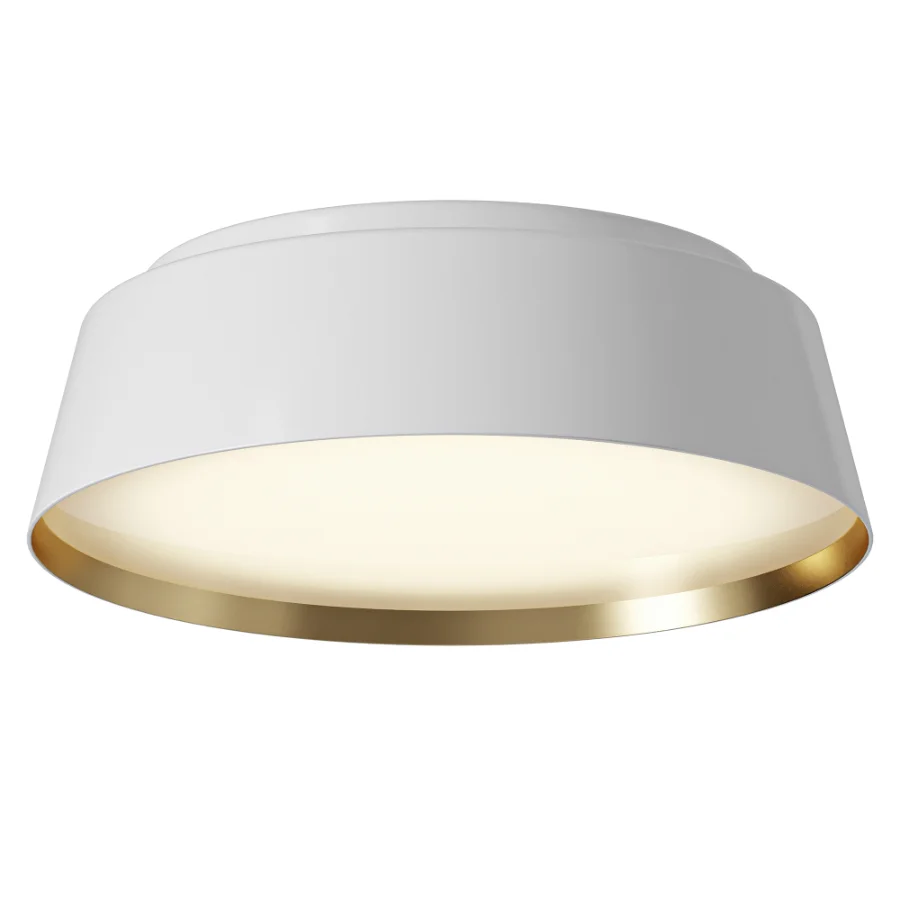 Langston Medium Flush Mount 14 Matte White with Brushed Brass Image 2