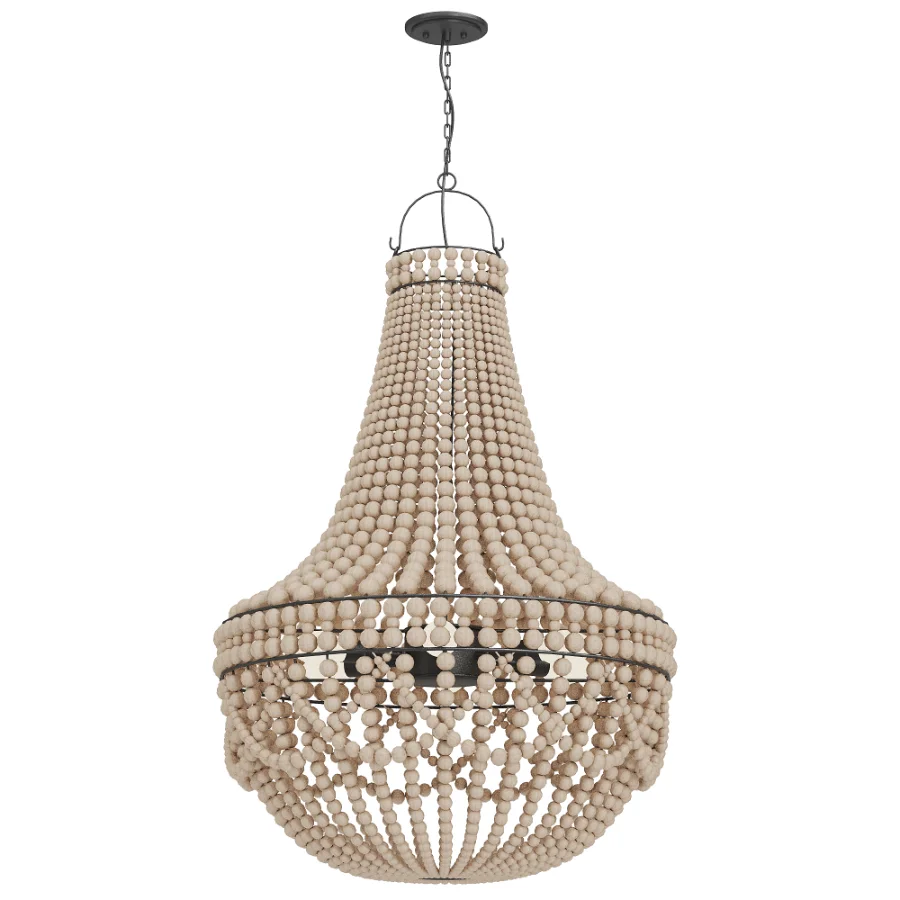 Wood Beaded Chandelier Image 2