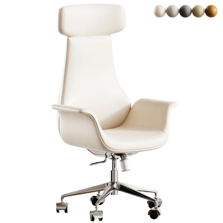 Height Brown Leather Office Chair Image 1
