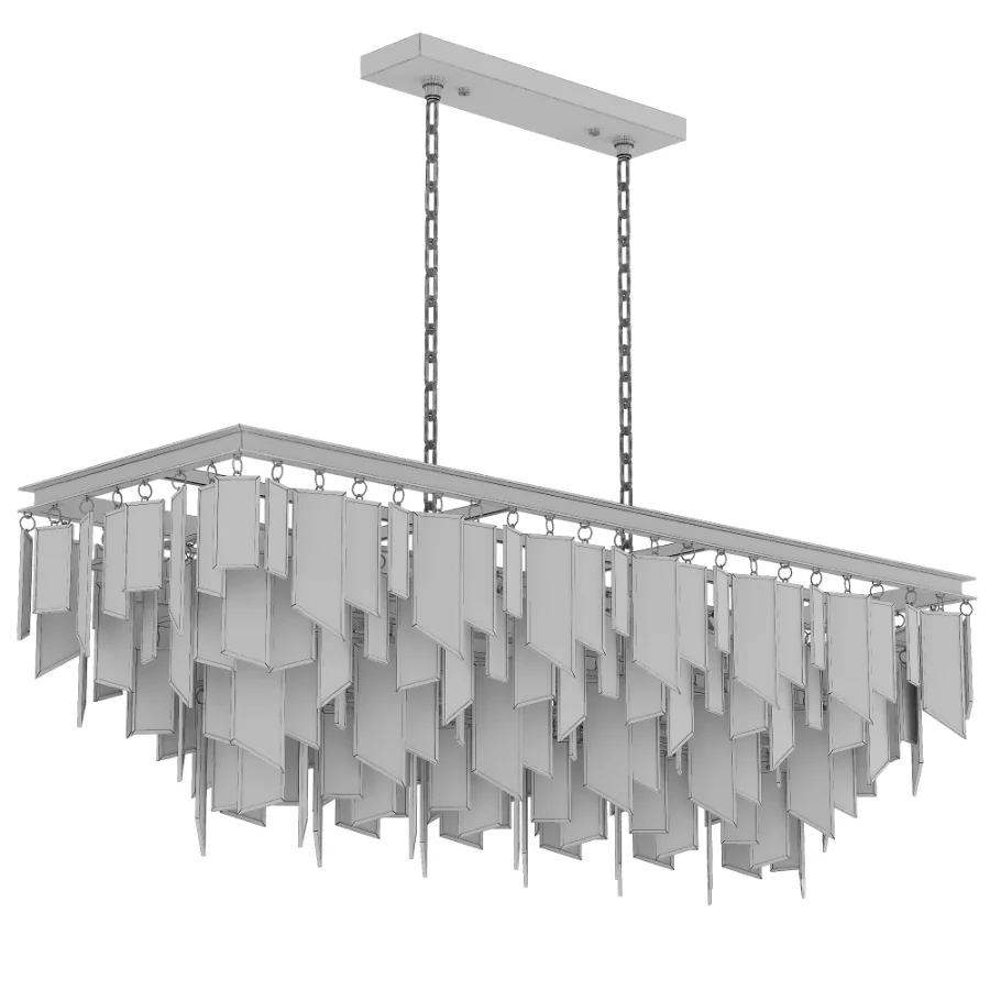 Matte Gold Glass Fringe Chandelier Image 3