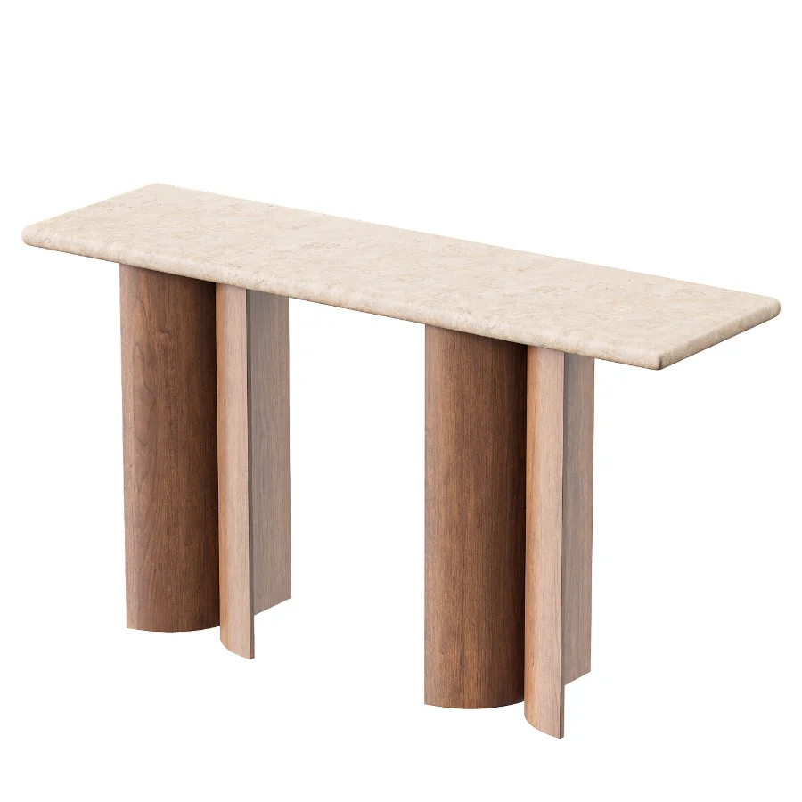 Marble Wood Ivory Console Image 1